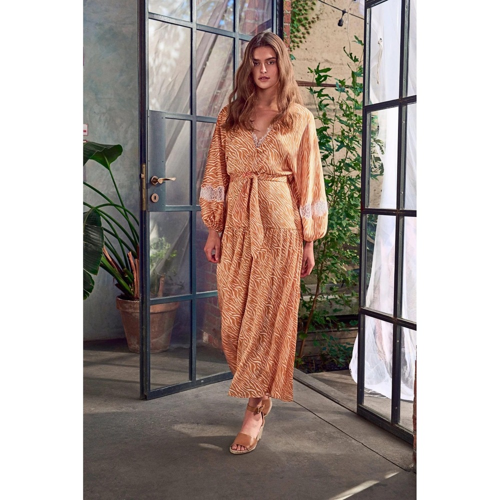 Anthropologie‎ Sachin + Babi Cassidy Mustard Zebra Lace Boho Size Small
